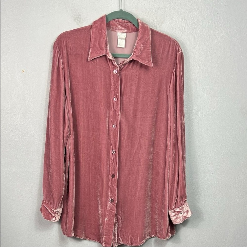 Soft Surroundings Velvet Shirt in Rose Blush